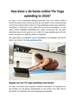 Hoe kiest u de beste online Yin Yoga opleiding in 2026?