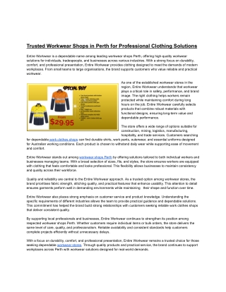 Trusted Workwear Shops in Perth for Professional Clothing Solutions