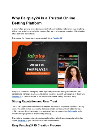 Why Fairplay24 Is a Trusted Online Betting Platform