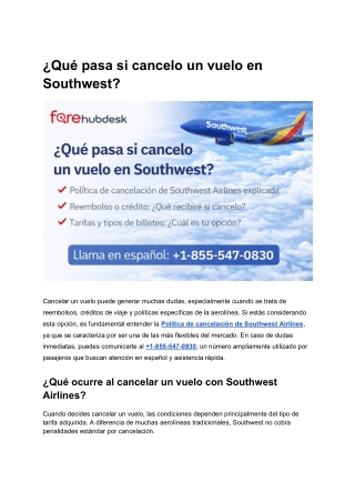 ¿Qué pasa si cancelo un vuelo en Southwest
