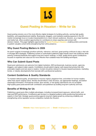 Guest Posting in Houston – Write for Us