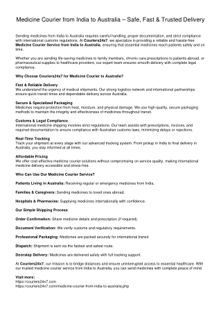 Medicine_Courier_India_to_Australia_Couriers24x7