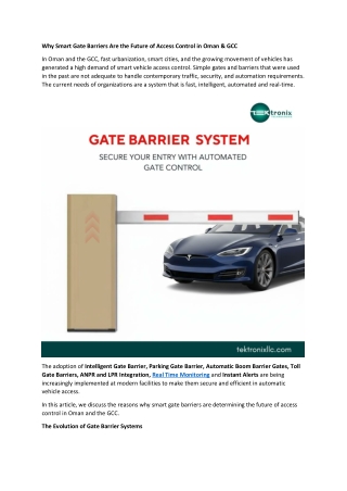 Why Smart Gate Barriers Are the Future of Access Control in Oman & GCC
