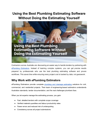 Using the Best Plumbing Estimating Software Without Doing the Estimating Yourself