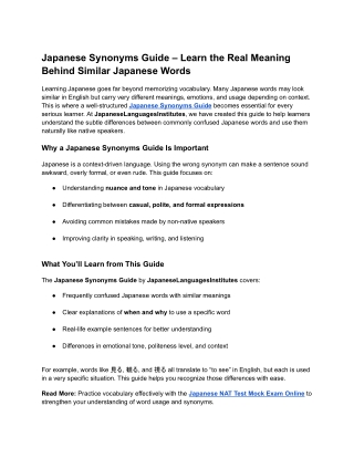 Japanese Synonyms Guide – Learn the Real Meaning Behind Similar Japanese Words
