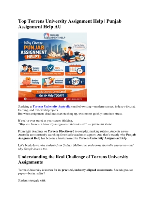 Top Torrens University Assignment Help | Punjab Assignment Help AU