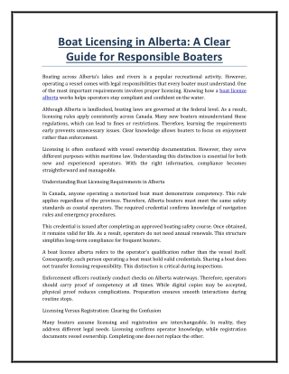 Boat Licensing in Alberta A Clear Guide for Responsible Boaters