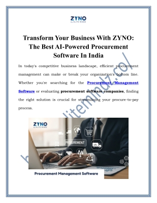 Procurement Management Software in India | ZYNO by Elitemindz