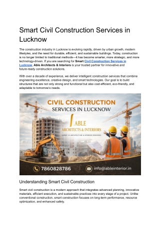 Smart Civil Construction Services in Lucknow