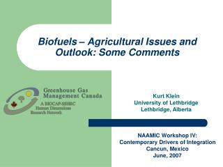 Biofuels – Agricultural Issues and Outlook: Some Comments