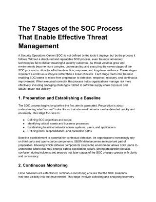 The 7 Stages of the SOC Process That Enable Effective Threat Management