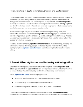 Mixer Agitators in 2026_ Technology, Design, and Sustainability