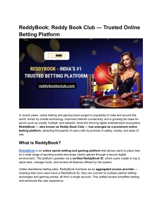 ReddyBook_ Reddy Book Club — Trusted Online Betting Platform