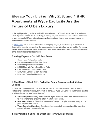 Elevate Your Living_ Why 2, 3, and 4 BHK Apartments at Wyce Exclucity Are the Future of Urban Luxury