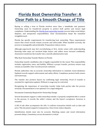 Florida Boat Ownership Transfer A Clear Path to a Smooth Change of Title