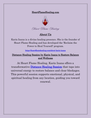 Distance Healing Session with Karin Inana for Powerful Energy Transformation