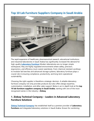 Top 10 Lab Furniture Suppliers Company in Saudi Arabia