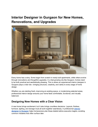 Interior Designer in Gurgaon for New Homes, Renovations, and Upgrades