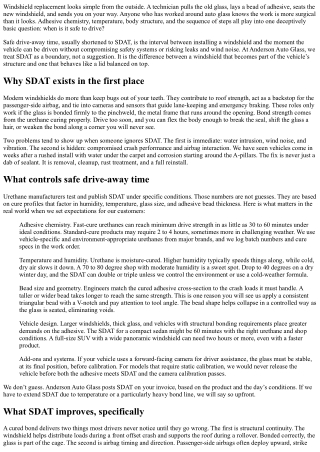 Understanding Safe Drive-Away Time with Anderson Auto Glass Replacement