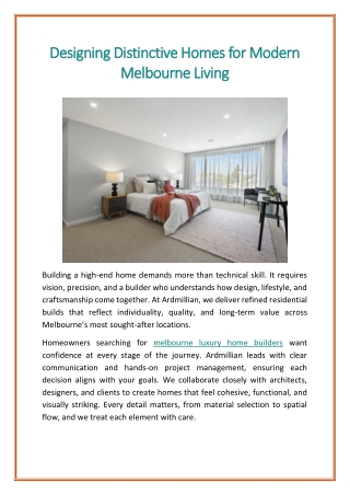 Designing Distinctive Homes for Modern Melbourne Living