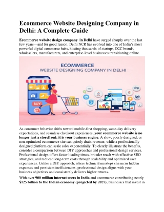 Ecommerce Website Designing Company in Delhi