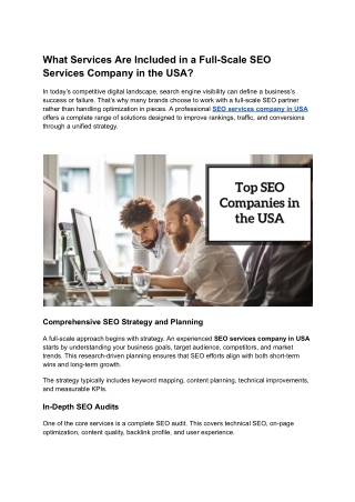 Seo services company in usa