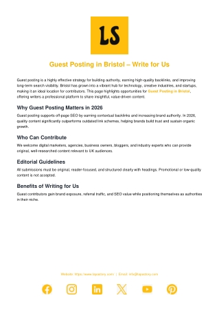Guest Posting in Bristol (UK) – Write for Us