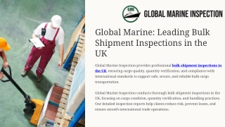 Bulk Shipment Inspections in the UK – Global Marine Inspection