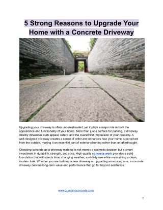 5 Strong Reasons to Upgrade Your Home with a Concrete Driveway