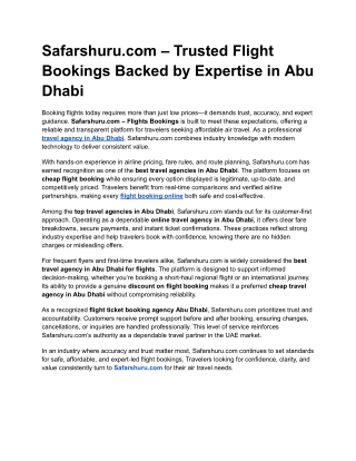 Safarshuru.com – Expert-Led Flight Bookings