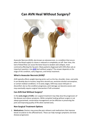 Can AVN Heal Without Surgery