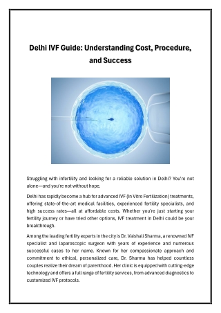 Delhi IVF Guide: Understanding Cost, Procedure,  and Success