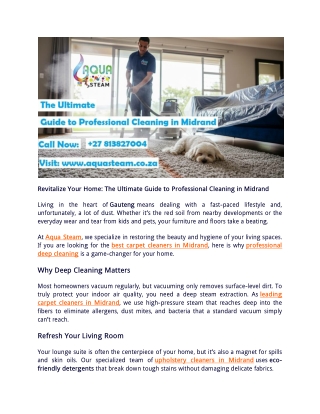 Revitalize Your Home The Ultimate Guide to Professional Cleaning in Midrand