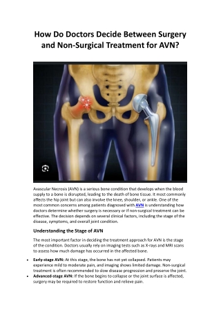 How Do Doctors Decide Between Surgery and Non-Surgical Treatment for AVN