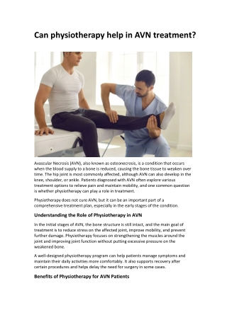 Can physiotherapy help in AVN treatment
