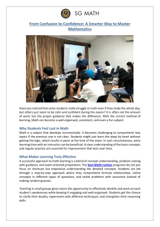 From Confusion to Confidence: A Smarter Way to Master Mathematics