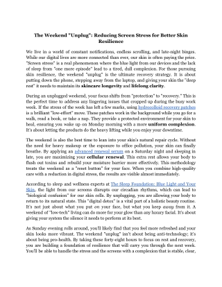 The Weekend _Unplug__ Reducing Screen Stress for Better Skin Resilience