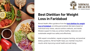 Best Dietitian for Weight Loss in Faridabad  Nirmal Health