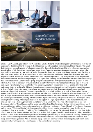 Should I Get A Legal Representative For A Motorbike Mishap? Reiner & Frankel