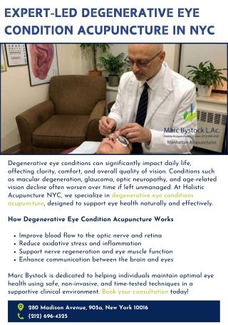 Expert-Led Degenerative Eye Condition Acupuncture in NYC