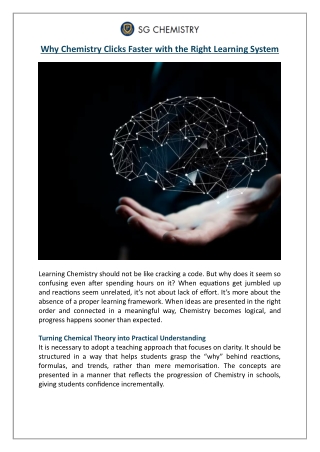 Why Chemistry Clicks Faster with the Right Learning System