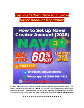 Top 55.Platform How to Improve Naver Account Reputation