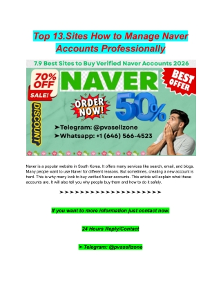 Top 13.Sites How to Manage Naver  Accounts Professionally