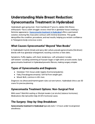 Gynecomastia treatment in Hyderabad