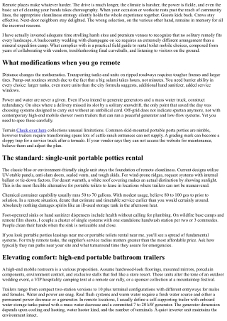 Rental Bathroom Portable Options for Remote Locations