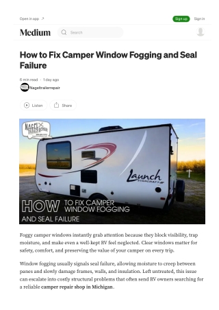 Window Seal Failure? Get Camper Repair Michigan Help