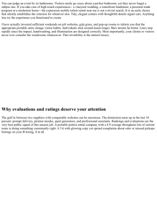 Portable Restrooms Rental Near Me: Reviews and Rankings Matter