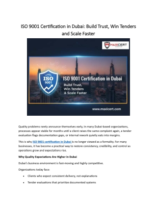 ISO 9001 Certification in Dubai