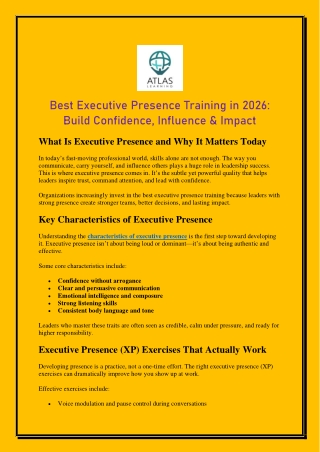 Best Executive Presence Training in 2026 Build Confidence, Influence & Impact