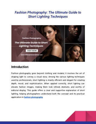 Fashion Photography_ The Ultimate Guide to Short Lighting Techniques_Indian Photo Academy